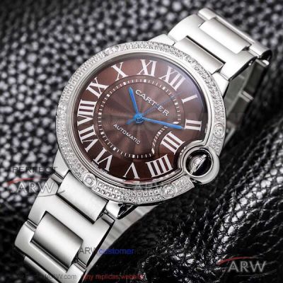 V6 Factory Ballon Bleu De Cartier Chocolate Dial Stainless Steel Band Automatic Couple Watch